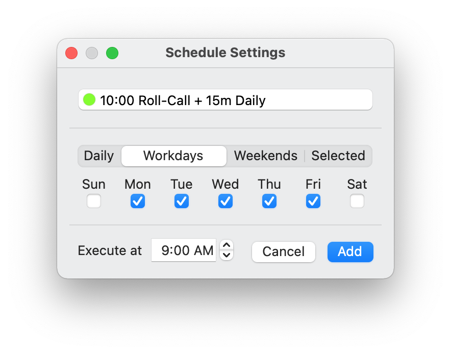 Mac OS Shortcuts for timer creation